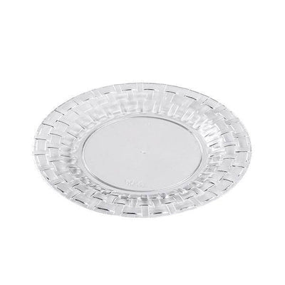 10 - Pack Dessert Plates Basketweave Rim Design Clear - Plastic Disposable Salad Plates for Parties 7" - Linen Luxes