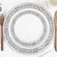 10 - Pack Dessert Plates Lace Rim Design White with Silver - Plastic Disposable Appetizer Plates for Events 6" - Linen Luxes