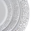 10 - Pack Dessert Plates Lace Rim Design White with Silver - Plastic Disposable Appetizer Plates for Events 6" - Linen Luxes