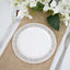 10 - Pack Dessert Plates Lace Rim Design White with Silver - Plastic Disposable Appetizer Plates for Events 6" - Linen Luxes