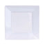 10 - Pack Dessert Plates Square Design with Wide Rim Glossy White - Plastic Disposable Plates for Events 6" - Linen Luxes