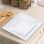 10 - Pack Dessert Plates Square Design with Wide Rim Glossy White - Plastic Disposable Plates for Events 6" - Linen Luxes