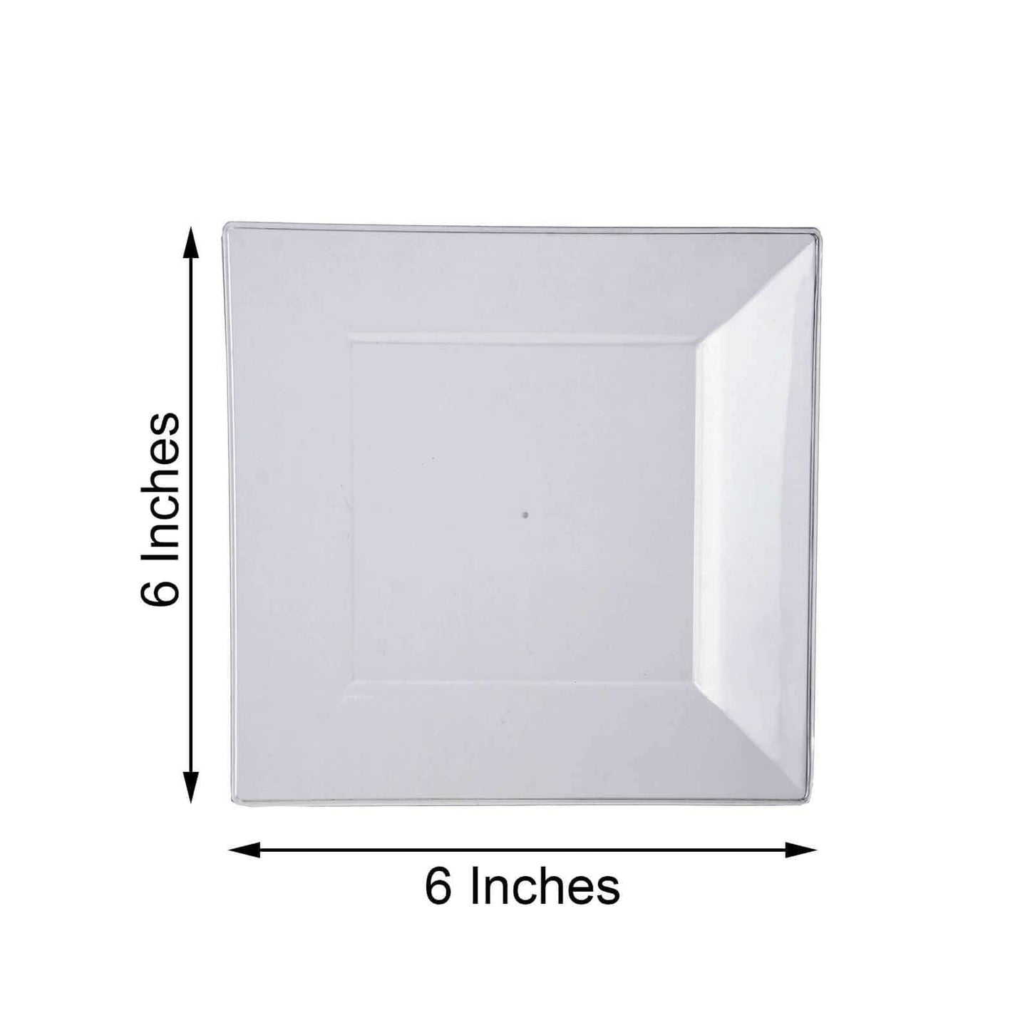 10 - Pack Dessert Plates Square Design with Wide Rim Glossy White - Plastic Disposable Plates for Events 6" - Linen Luxes