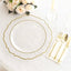 10-Pack Economy Plastic Round Charger Plates 13" in Clear with Gold Scalloped Rim, Decorative Dinner Party Serving Plates