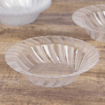10 - Pack Hard Plastic Fruit Bowls Clear Flared Design - Durable Disposable Bowls for Desserts 5oz - Linen Luxes