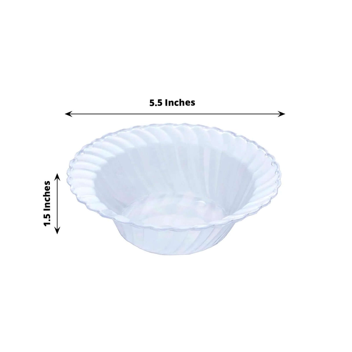 10 - Pack Hard Plastic Fruit Bowls Clear Flared Design - Durable Disposable Bowls for Desserts 5oz - Linen Luxes