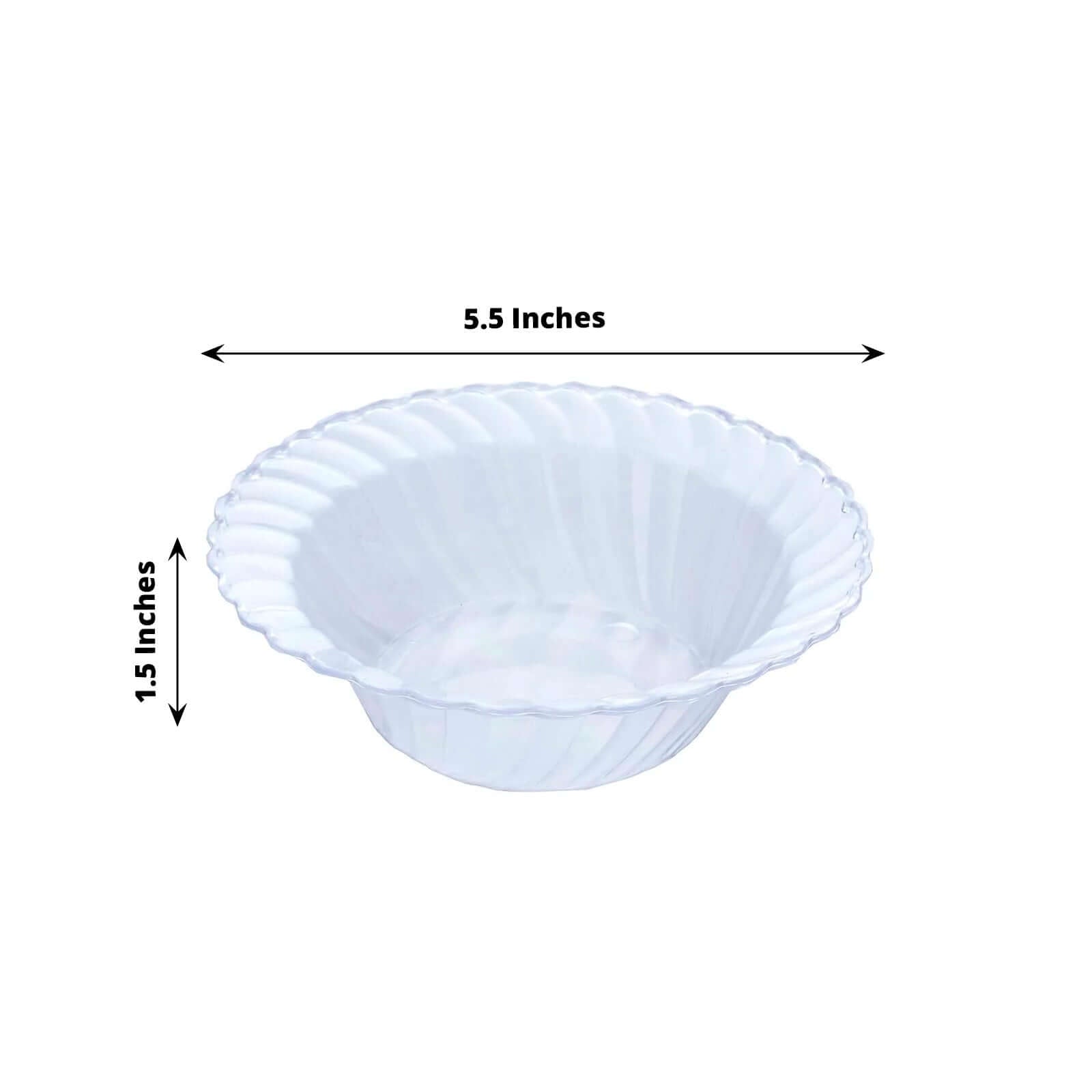 10 - Pack Hard Plastic Fruit Bowls Clear Flared Design - Durable Disposable Bowls for Desserts 5oz - Linen Luxes