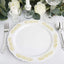 10 - Pack Plastic 10" Round Dinner Plates in White with Gold Embossed Scalloped Edge - Chic Disposable Party Plates for Special Occasions & Banquets - Linen Luxes