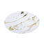 10 - Pack Plastic 8" Round Dessert Plates in White with Gold Marble Print - Disposable Appetizer/Salad Plates for Chic Banquets & Special Occasions - Linen Luxes