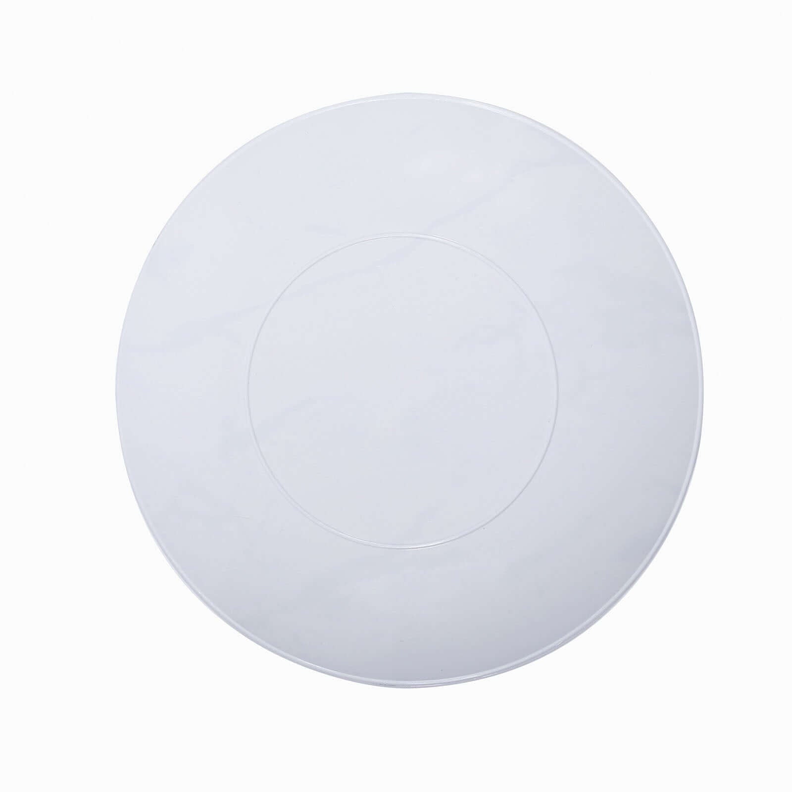 10 - Pack Plastic 8" Round Dessert Plates in White with Gold Marble Print - Disposable Appetizer/Salad Plates for Chic Banquets & Special Occasions - Linen Luxes