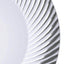 10 - Pack Plastic 9" Round Dinner Plates White with Silver Swirl Rim - Disposable Party Plates - Linen Luxes