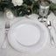 10 - Pack Plastic 9" Round Dinner Plates White with Silver Swirl Rim - Disposable Party Plates - Linen Luxes