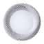 10 - Pack Plastic 9" Round Dinner Plates White with Silver Swirl Rim - Disposable Party Plates - Linen Luxes