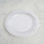 10 - Pack Plastic 9" Round Dinner Plates White with Silver Swirl Rim - Disposable Party Plates - Linen Luxes