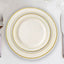 10 - Pack Plastic Dessert Plates Ivory with TrÃ¨s Chic Gold Rim - Disposable Appetizer Plates for Parties 6" - Linen Luxes