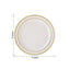 10 - Pack Plastic Dessert Plates Ivory with TrÃ¨s Chic Gold Rim - Disposable Appetizer Plates for Parties 6" - Linen Luxes