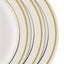 10 - Pack Plastic Dessert Plates Ivory with TrÃ¨s Chic Gold Rim - Disposable Appetizer Plates for Parties 6" - Linen Luxes