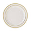 10 - Pack Plastic Dessert Plates Ivory with TrÃ¨s Chic Gold Rim - Disposable Plates for Parties 8" - Linen Luxes
