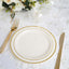 10 - Pack Plastic Dessert Plates Ivory with TrÃ¨s Chic Gold Rim - Disposable Plates for Parties 8" - Linen Luxes