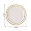 10 - Pack Plastic Dessert Plates Ivory with TrÃ¨s Chic Gold Rim - Disposable Plates for Parties 8" - Linen Luxes