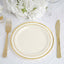 10 - Pack Plastic Dessert Plates Ivory with TrÃ¨s Chic Gold Rim - Disposable Plates for Parties 8" - Linen Luxes