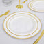 10 - Pack Plastic Dessert Plates Ivory with TrÃ¨s Chic Gold Rim - Disposable Plates for Parties 8" - Linen Luxes
