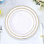 10 - Pack Plastic Dessert Plates Ivory with TrÃ¨s Chic Gold Rim - Disposable Plates for Parties 8" - Linen Luxes