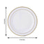 10 - Pack Plastic Dessert Plates White with TrÃ¨s Chic Gold Rim - Disposable Plates for Appetizers 6" - Linen Luxes