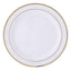 10 - Pack Plastic Dessert Plates White with TrÃ¨s Chic Gold Rim - Disposable Plates for Parties 8" - Linen Luxes