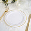 10 - Pack Plastic Dessert Plates White with TrÃ¨s Chic Gold Rim - Disposable Plates for Parties 8" - Linen Luxes