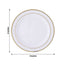 10 - Pack Plastic Dessert Plates White with TrÃ¨s Chic Gold Rim - Disposable Plates for Parties 8" - Linen Luxes