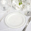 10 - Pack Plastic Dessert Plates White with TrÃ¨s Chic Silver Rim - Disposable Plates for Appetizers 6" - Linen Luxes