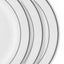 10 - Pack Plastic Dessert Plates White with TrÃ¨s Chic Silver Rim - Disposable Plates for Appetizers 6" - Linen Luxes