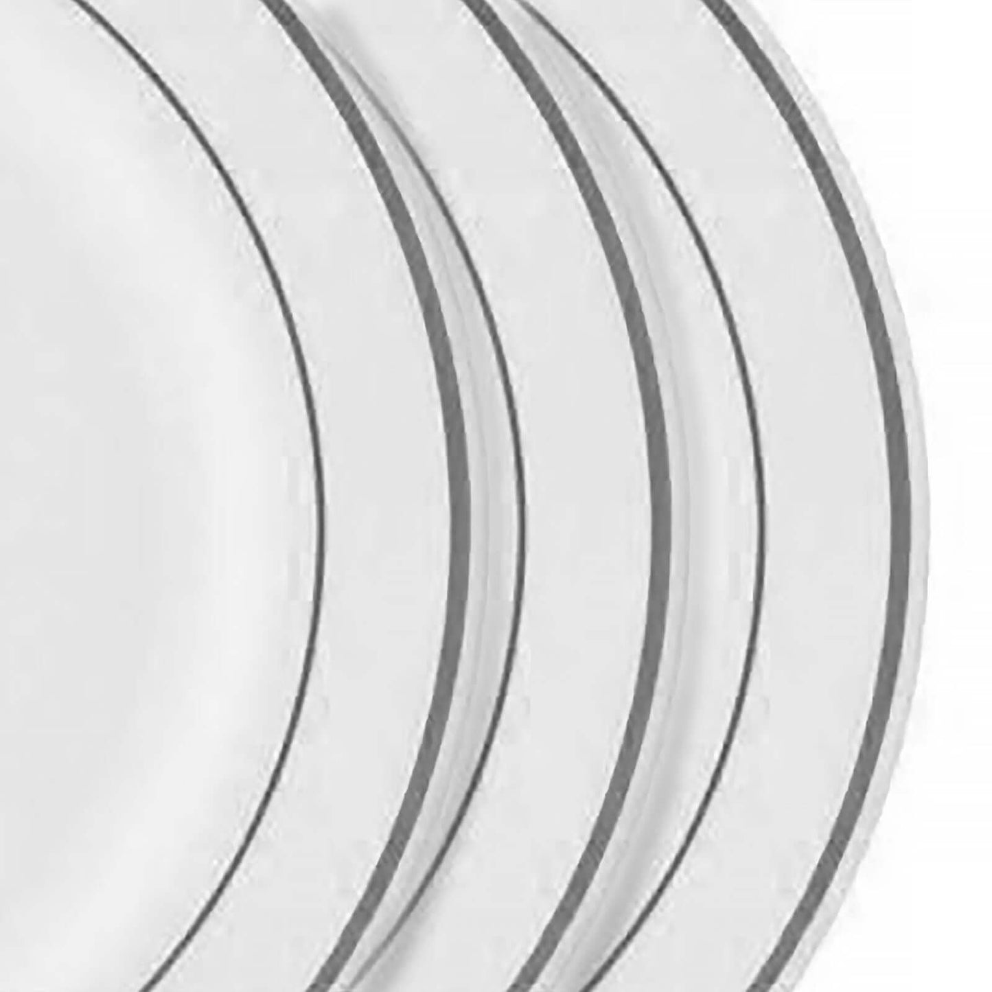 10 - Pack Plastic Dessert Plates White with TrÃ¨s Chic Silver Rim - Disposable Plates for Appetizers 6" - Linen Luxes