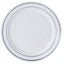 10 - Pack Plastic Dessert Plates White with TrÃ¨s Chic Silver Rim - Disposable Plates for Appetizers 6" - Linen Luxes