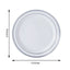 10 - Pack Plastic Dessert Plates White with TrÃ¨s Chic Silver Rim - Disposable Plates for Appetizers 6" - Linen Luxes