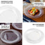 10 - Pack Plastic Dessert Plates White/Silver Swirl Rim - Disposable Plates for Appetizers 6" - Linen Luxes