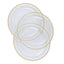 10 - Pack Plastic Dinner Plates Clear with TrÃ¨s Chic Gold Rim - Perfect Disposable Party Plates 10" - Linen Luxes