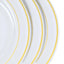 10 - Pack Plastic Dinner Plates Clear with TrÃ¨s Chic Gold Rim - Perfect Disposable Party Plates 10" - Linen Luxes
