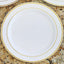 10 - Pack Plastic Dinner Plates White with TrÃ¨s Chic Gold Rim - Perfect Disposable Party Plates 10" - Linen Luxes