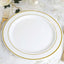 10 - Pack Plastic Dinner Plates White with TrÃ¨s Chic Gold Rim - Perfect Disposable Party Plates 10" - Linen Luxes