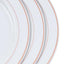 10 - Pack Plastic Dinner Plates White with TrÃ¨s Chic Rose Gold Rim - Perfect Disposable Party Plates 10" - Linen Luxes