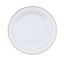10 - Pack Plastic Dinner Plates White with TrÃ¨s Chic Rose Gold Rim - Perfect Disposable Party Plates 10" - Linen Luxes
