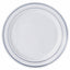 10 - Pack Plastic Dinner Plates White with TrÃ¨s Chic Silver Rim - Perfect Disposable Party Plates 10" - Linen Luxes