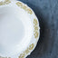 10 - Pack Plastic Round Soup Bowl in White with Gold Embossed Scalloped Rim - Sturdy Disposable Salad Dessert Bowls for Catering & Events 12oz - Linen Luxes