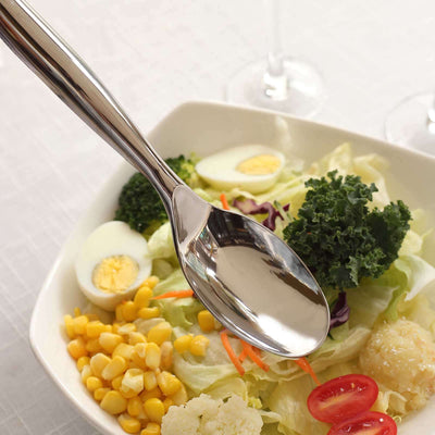 10 - Pack Plastic Serving Spoons Silver for Buffet & Party Tables 10" - Linen Luxes