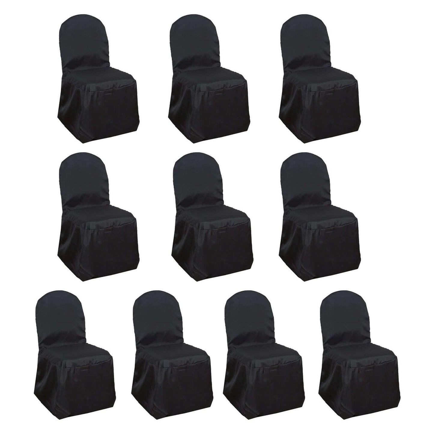 10 Pack Polyester Chair Cover for Banquet Chairs Black - Stain-Resistant Reusable Slip-On Slipcover