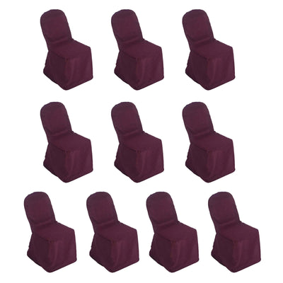 10 Pack Polyester Chair Cover for Banquet Chairs Burgundy - Stain-Resistant Reusable Slip-On Slipcover