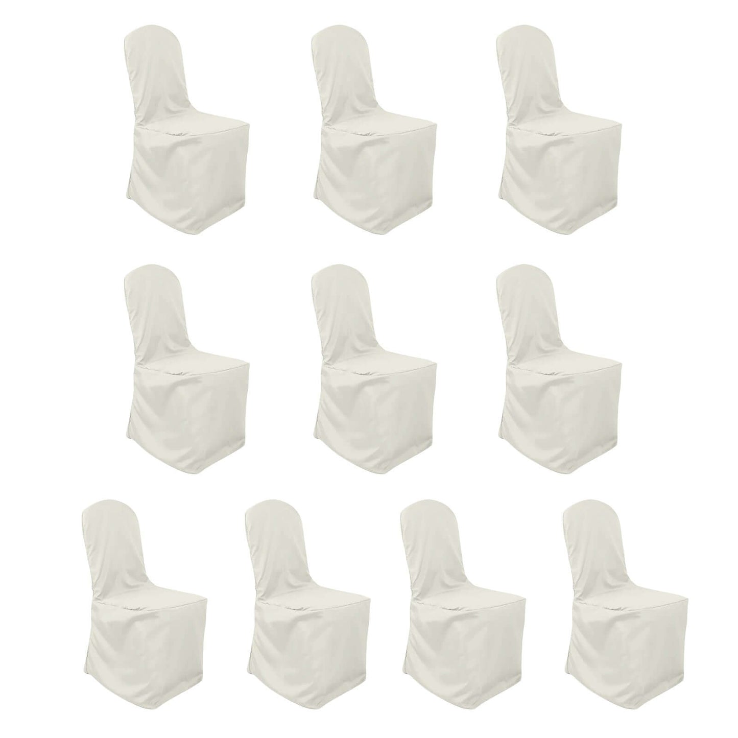 10 Pack Polyester Chair Cover for Banquet Chairs Ivory - Stain-Resistant Reusable Slip-On Slipcover