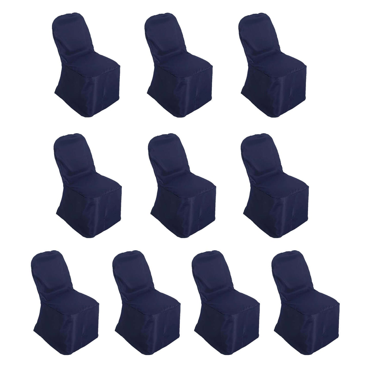 10 Pack Polyester Chair Cover for Banquet Chairs Navy Blue - Stain-Resistant Reusable Slip-On Slipcover